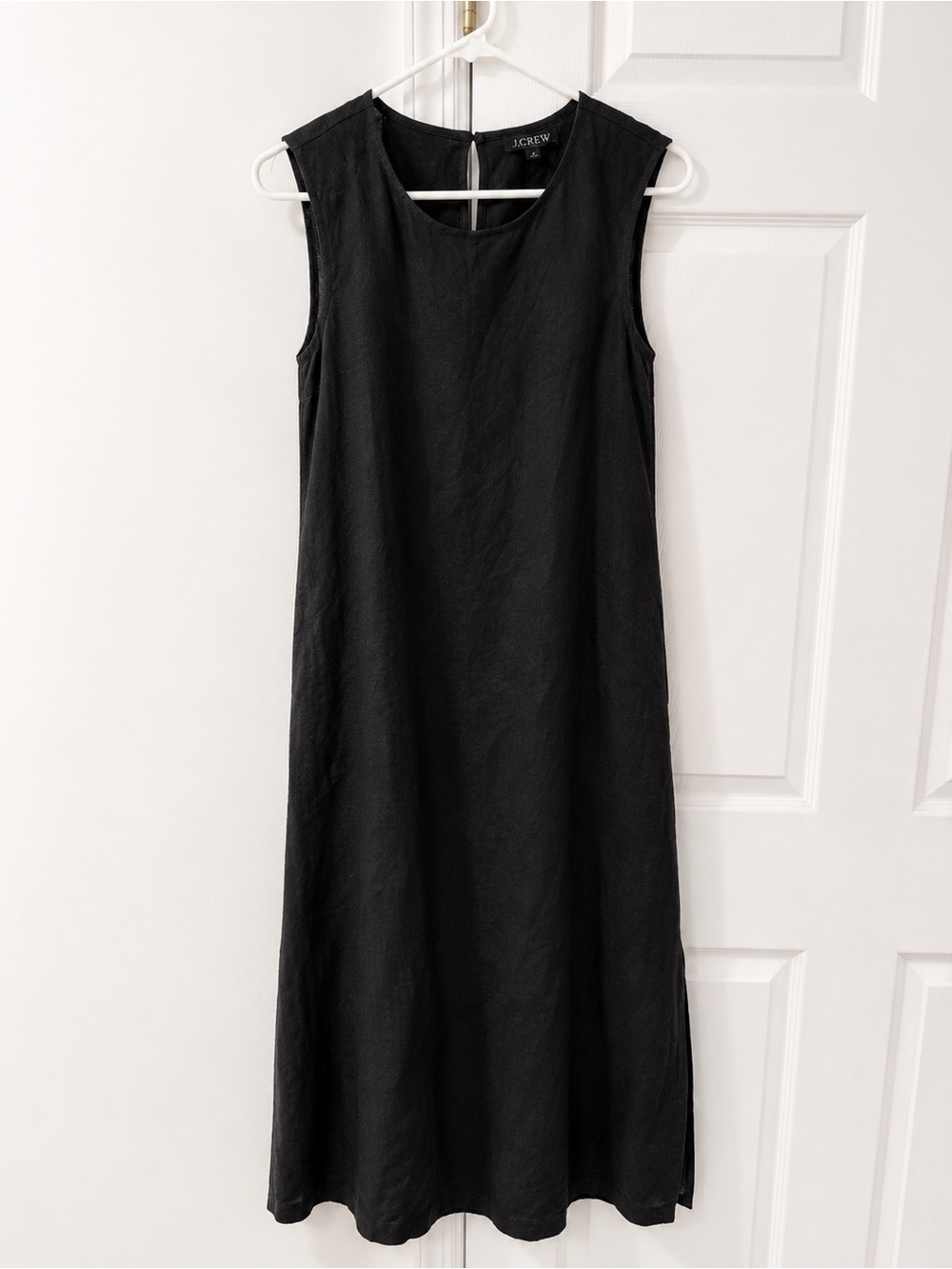 J. Crew Black Sleeveless Linen Midi Dress